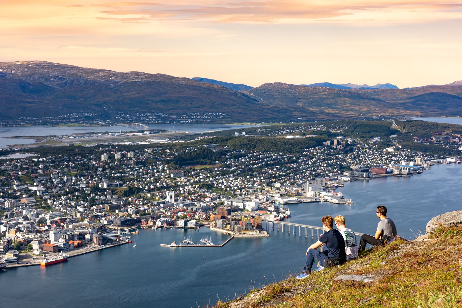 Boys Look Out Over Tromsø Stait to Tromsøya
